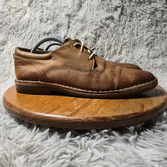 Steve Madden Harpoon Men Size 10 Tan Leather L ace Up Formal Dress Shoe Oxfords - Picture 12 of 15